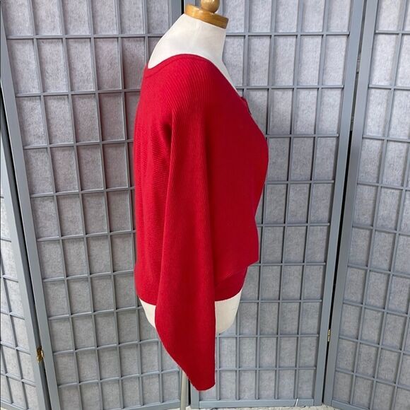 Tristan Red Knit Shrug with Scoop Neck, Size 1 - Picture 2 of 4